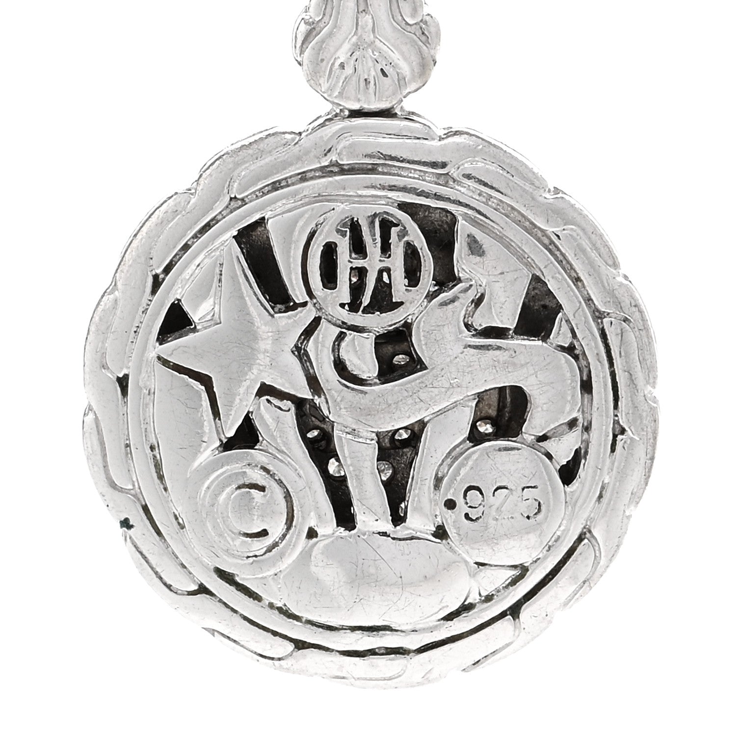 John Hardy Sterling Silver Diamond Classic Chain Round Pendant Necklace 4 of 4