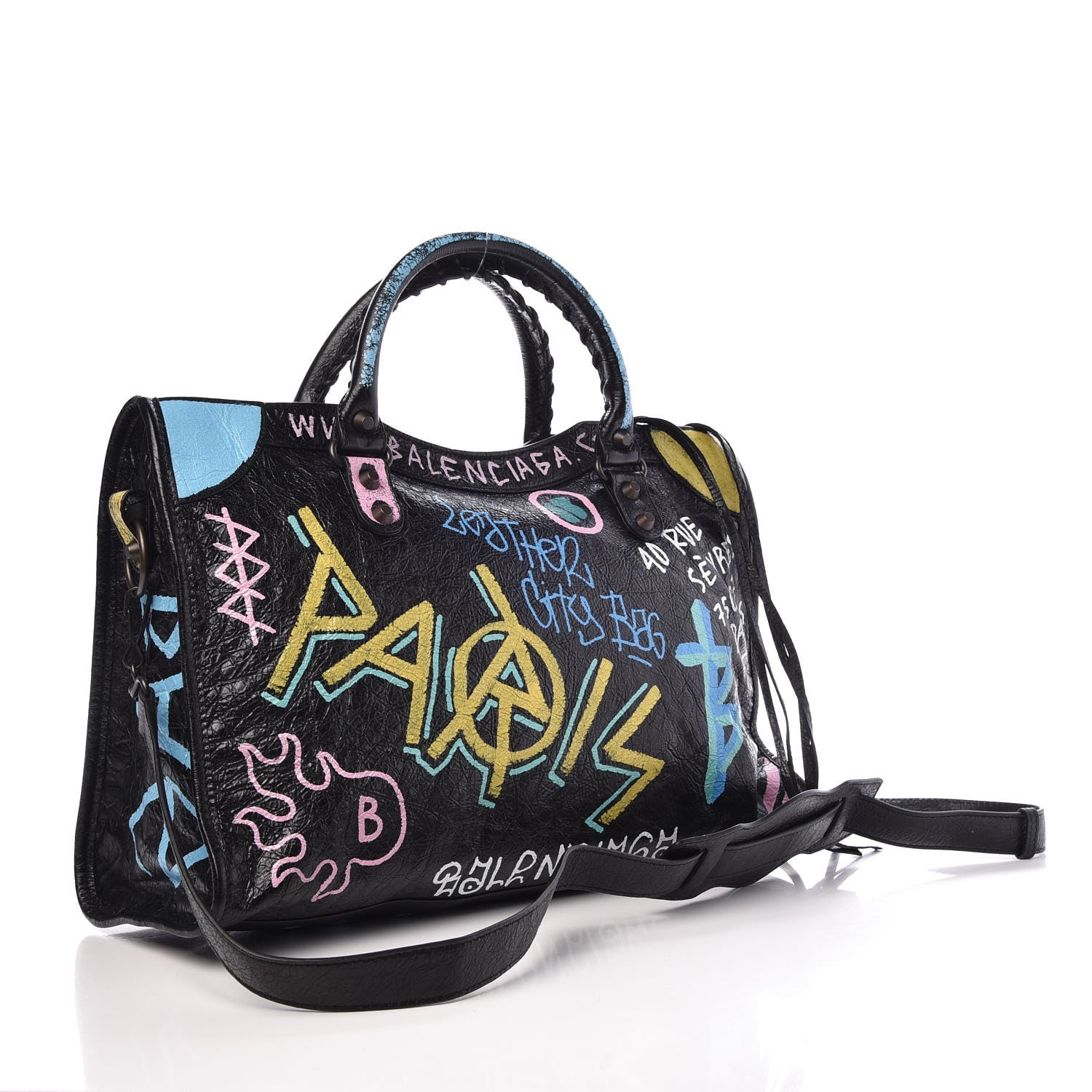Balenciaga Agneau Graffiti All Over Classic Hardware City Black Multicolor 4 of 8