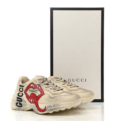Gucci Calfskin Mouth Print Womens Rhyton Sneakers 36.5 Ivory 9 of 9