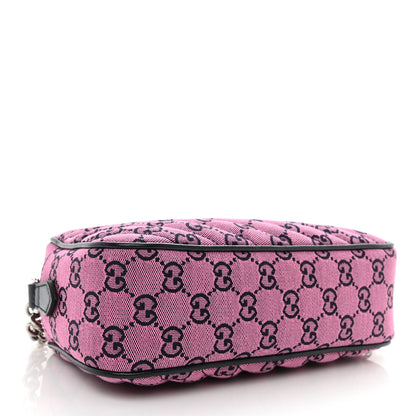 Gucci Monogram Multicolor Matelasse Diagonal Small GG Marmont Chain Shoulder Bag Pink Blue 4 of 8