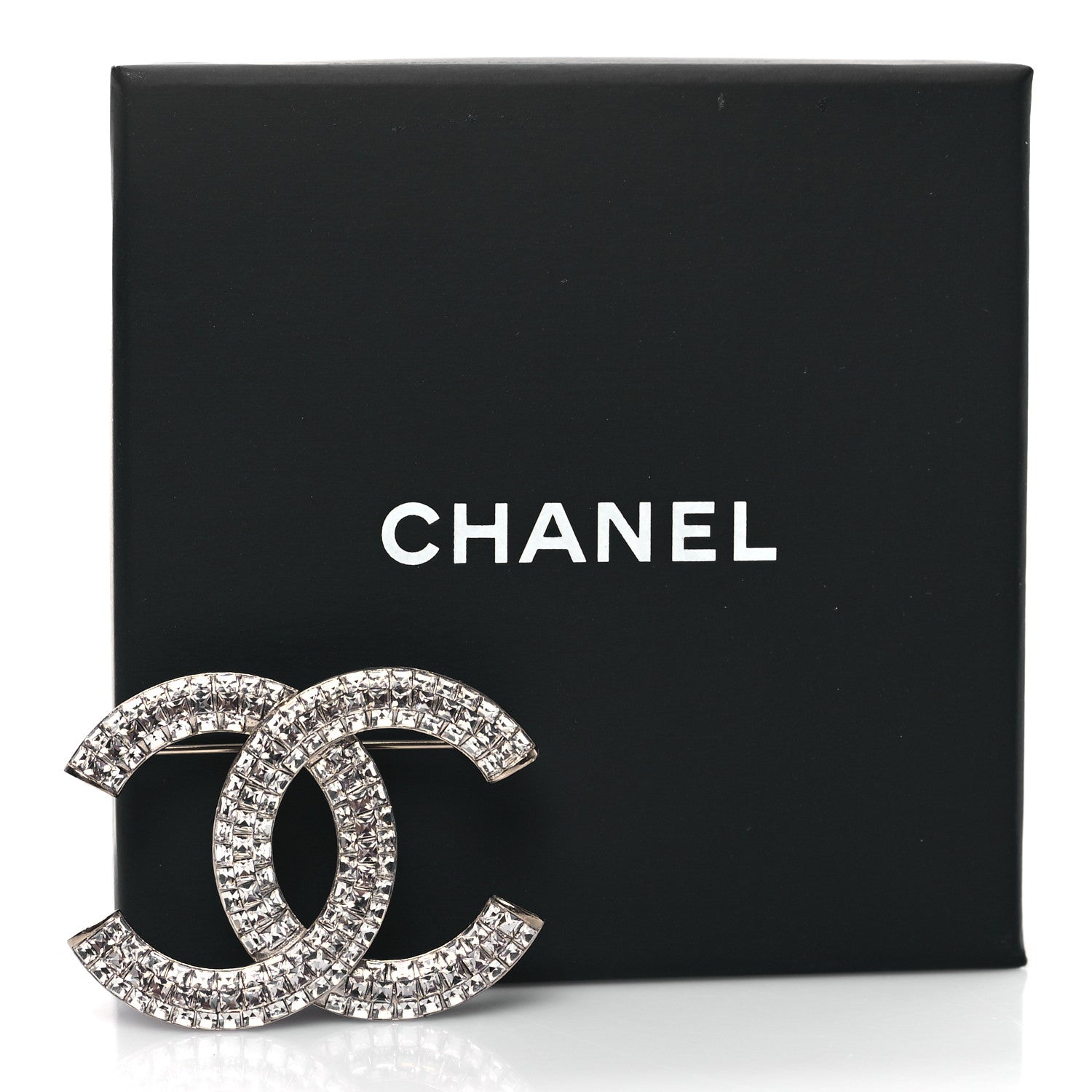 Chanel Baguette Crystal CC Brooch Silver 4 of 4