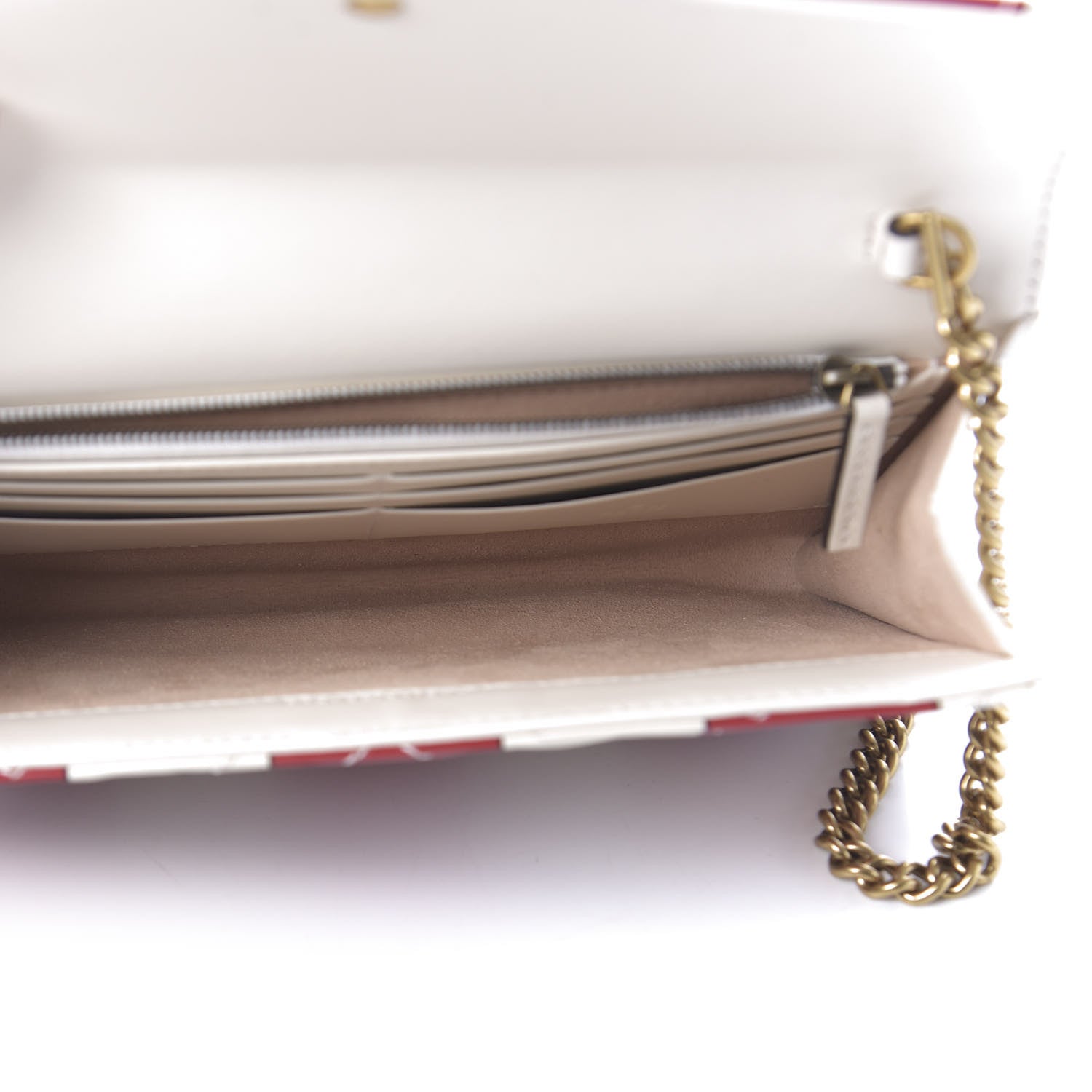 Gucci Calfskin Matelasse Trompe L'Oeil Print Mini GG Marmont Chain Wallet White 5 of 10