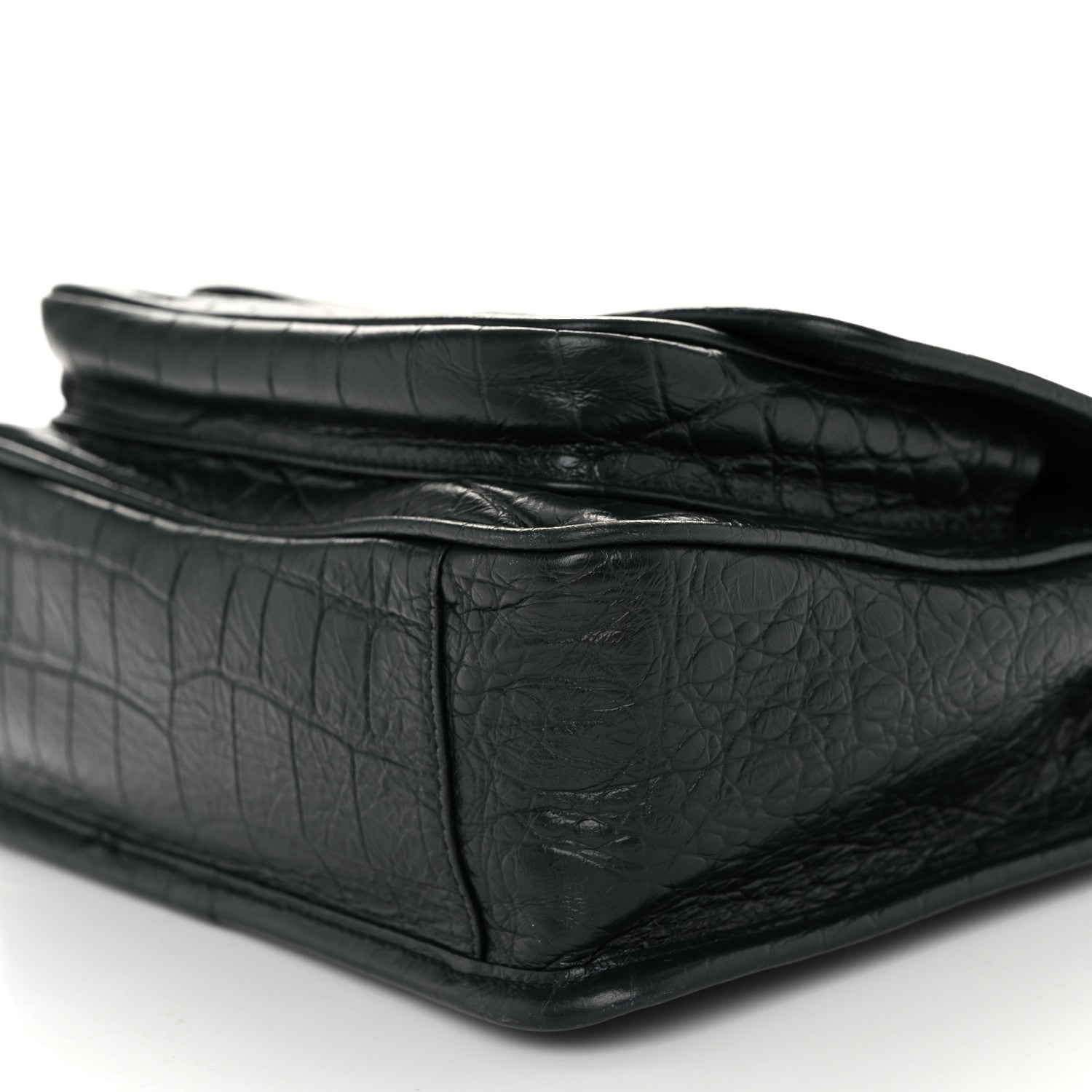 Saint Laurent Calfskin Crocodile Embossed Matelasse Monogram Baby Niki Chain Satchel Algea 10 of 10