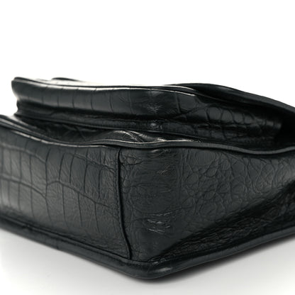Saint Laurent Calfskin Crocodile Embossed Matelasse Monogram Baby Niki Chain Satchel Algea 10 of 10