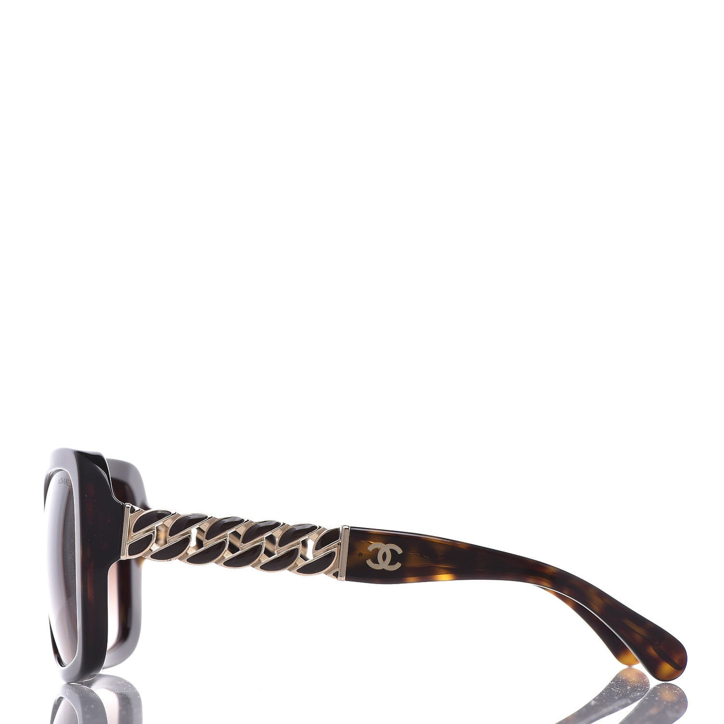 Acetate Metal Chain Square Sunglasses 5305 Brown