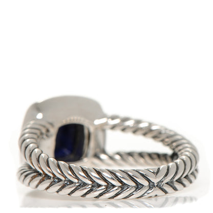 David Yurman Sterling Silver Diamond Lapis Lazuli 7mm Petite Albion Ring 52 6.25 3 of 4