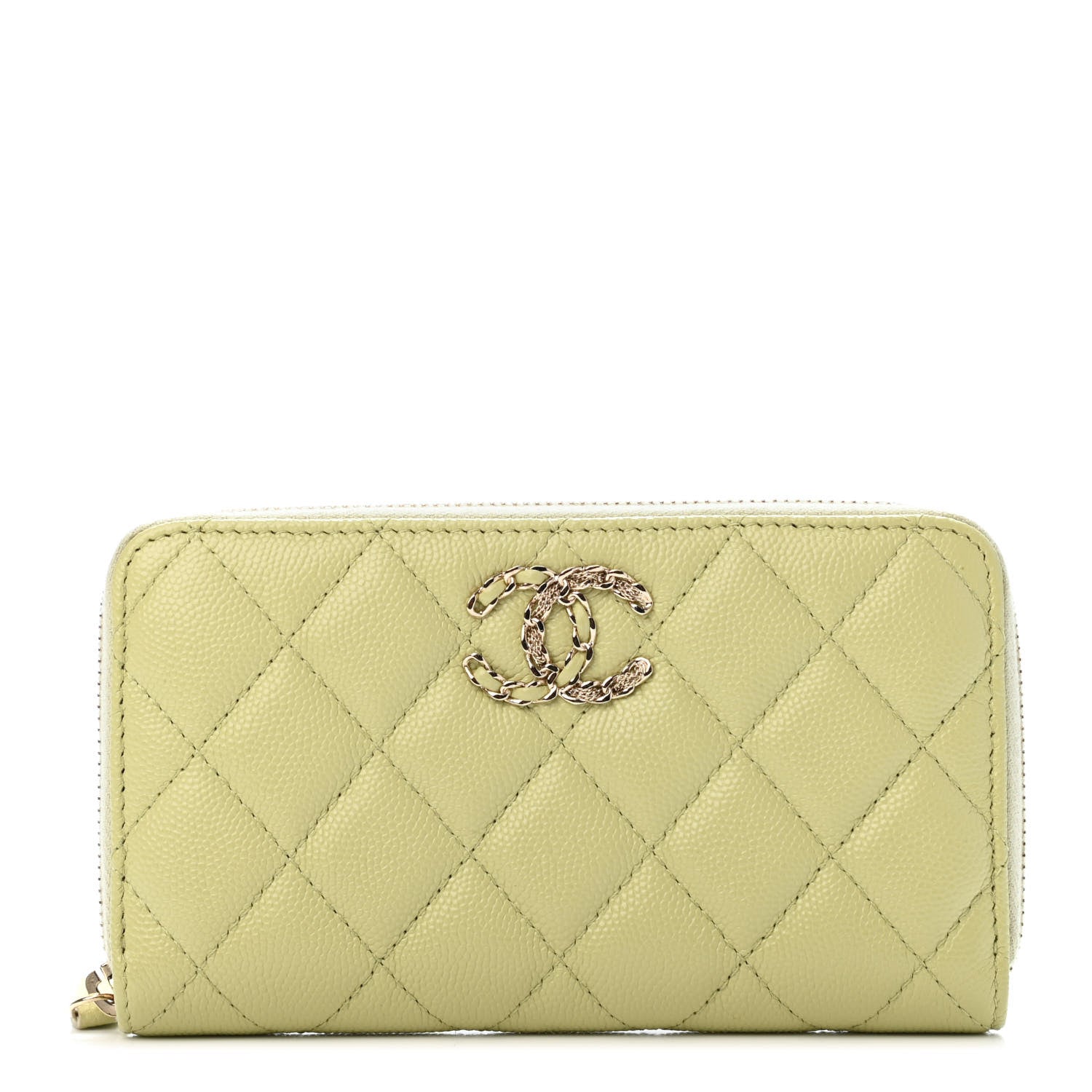 Chanel Caviar Quilted Small French New Wave Zip Around Wallet Light Green 1 of 4