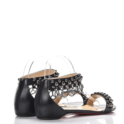 Christian Louboutin Shiny Nappa Lame Sirene Gypsoflat Sandals 39 Black 4 of 14