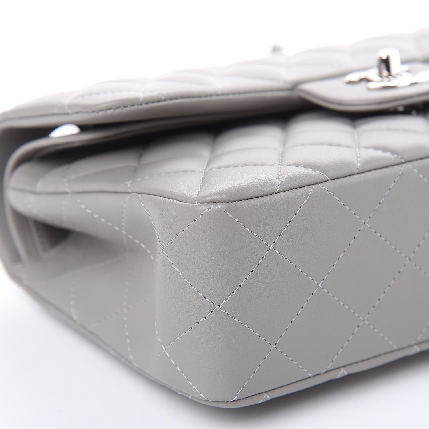 Chanel Lambskin Quilted Small Double Flap Grey 8 of 12