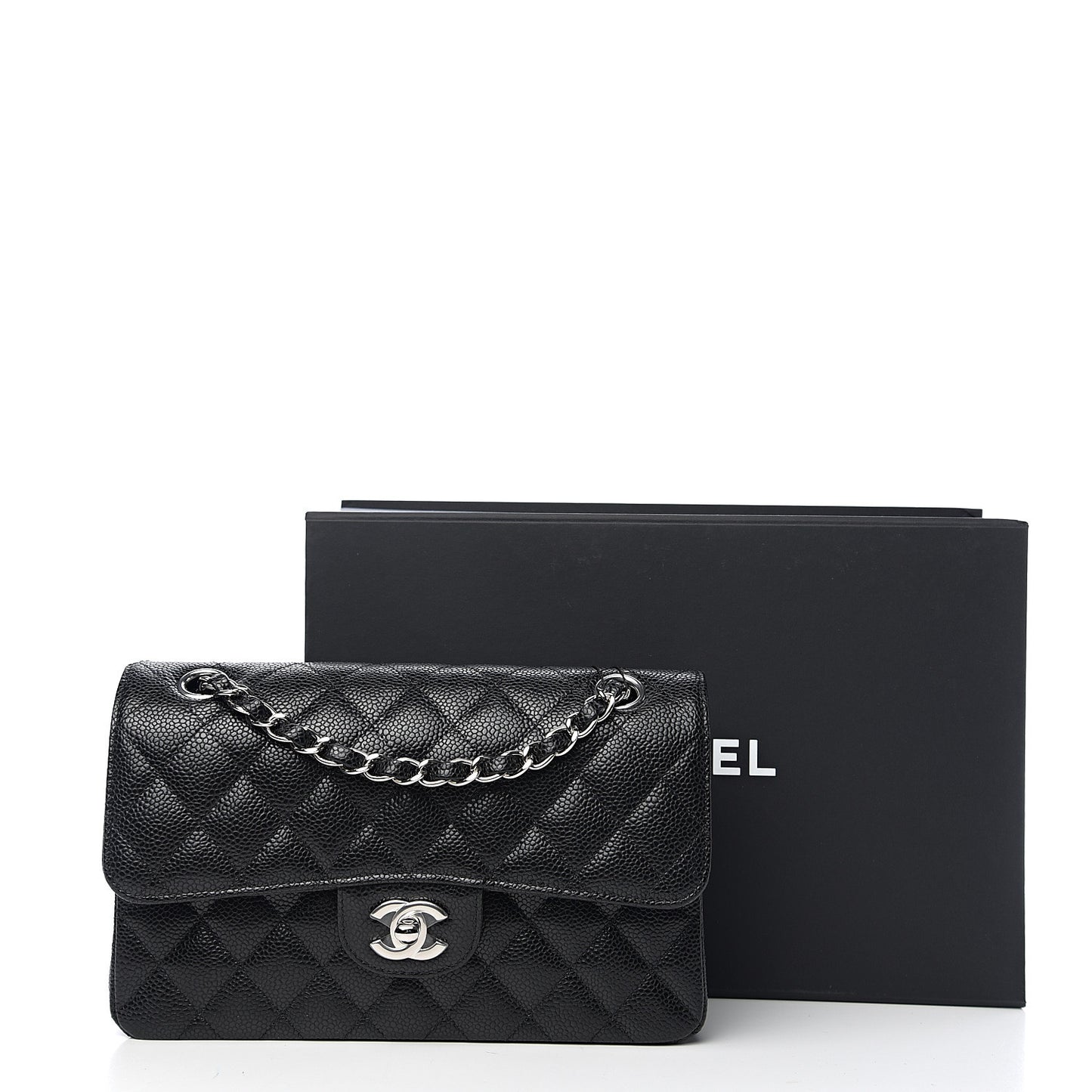 Caviar Quilted Small Double Flap Black