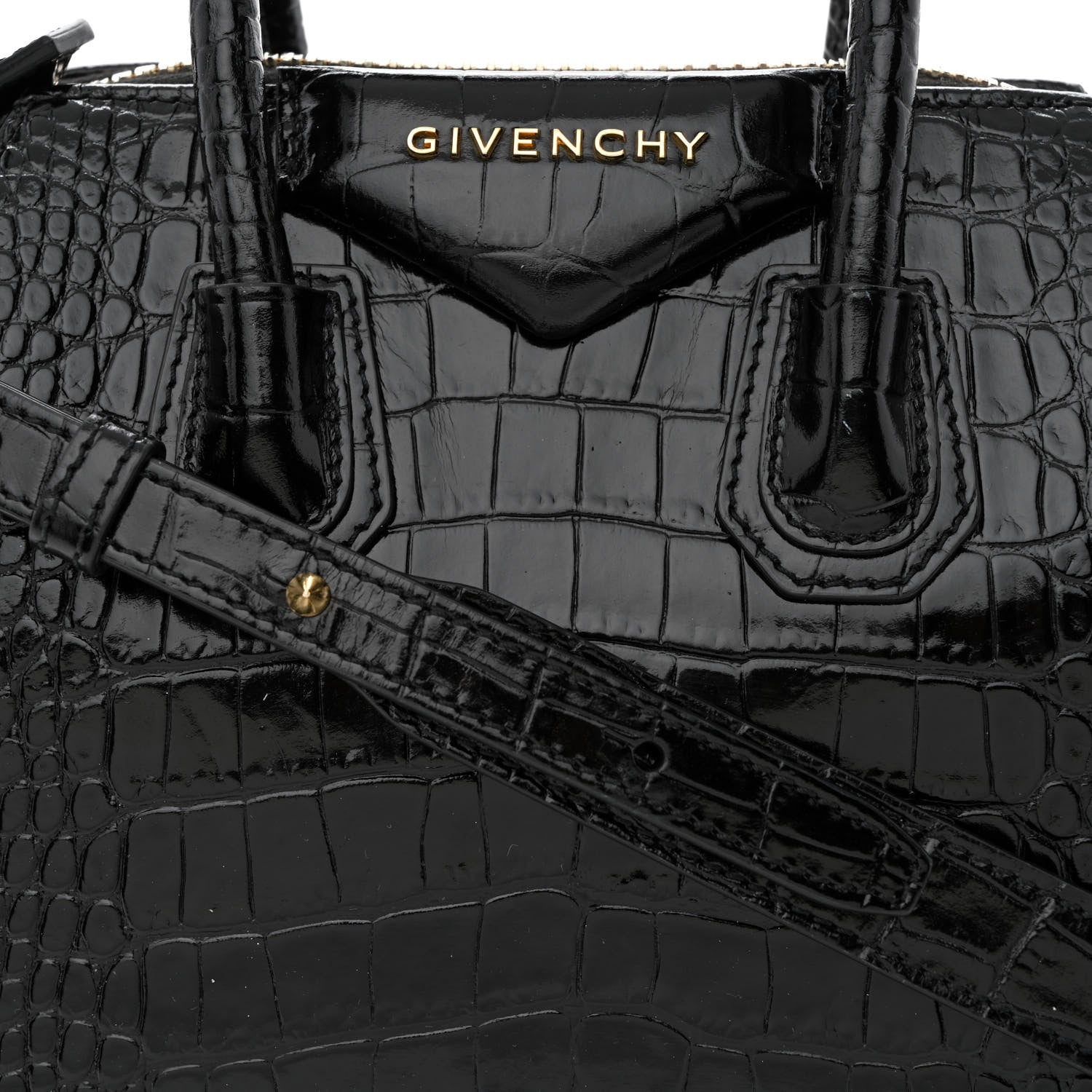 Givenchy Calfskin Crocodile Embossed Mini Antigona Black 8 of 11