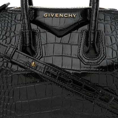Givenchy Calfskin Crocodile Embossed Mini Antigona Black 8 of 11