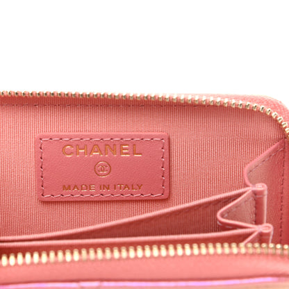Chanel Iridescent Calfskin Quilted Chanel 19 Zip Around Coin Purse Wallet Pink 6 of 8