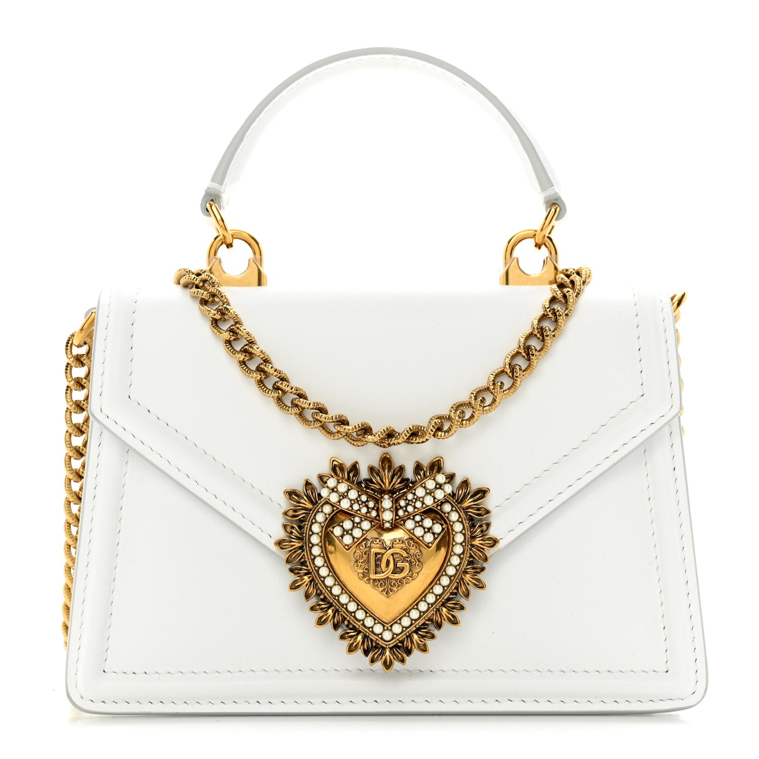 Dolce & Gabbana Smooth Calfskin Small Devotion Envelope Top Handle Bag White 1 of 11
