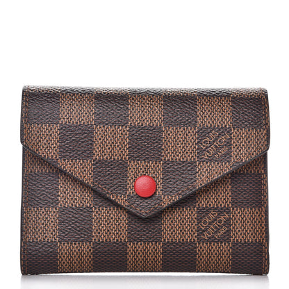 Louis Vuitton Damier Ebene Victorine Wallet Red 1 of 8