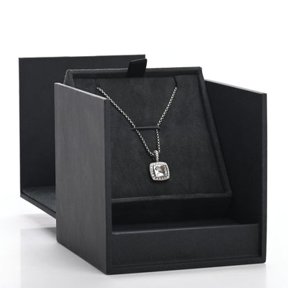 David Yurman Sterling Silver Diamond White Topaz 7mm Petite Albion Pendant Necklace 5 of 5