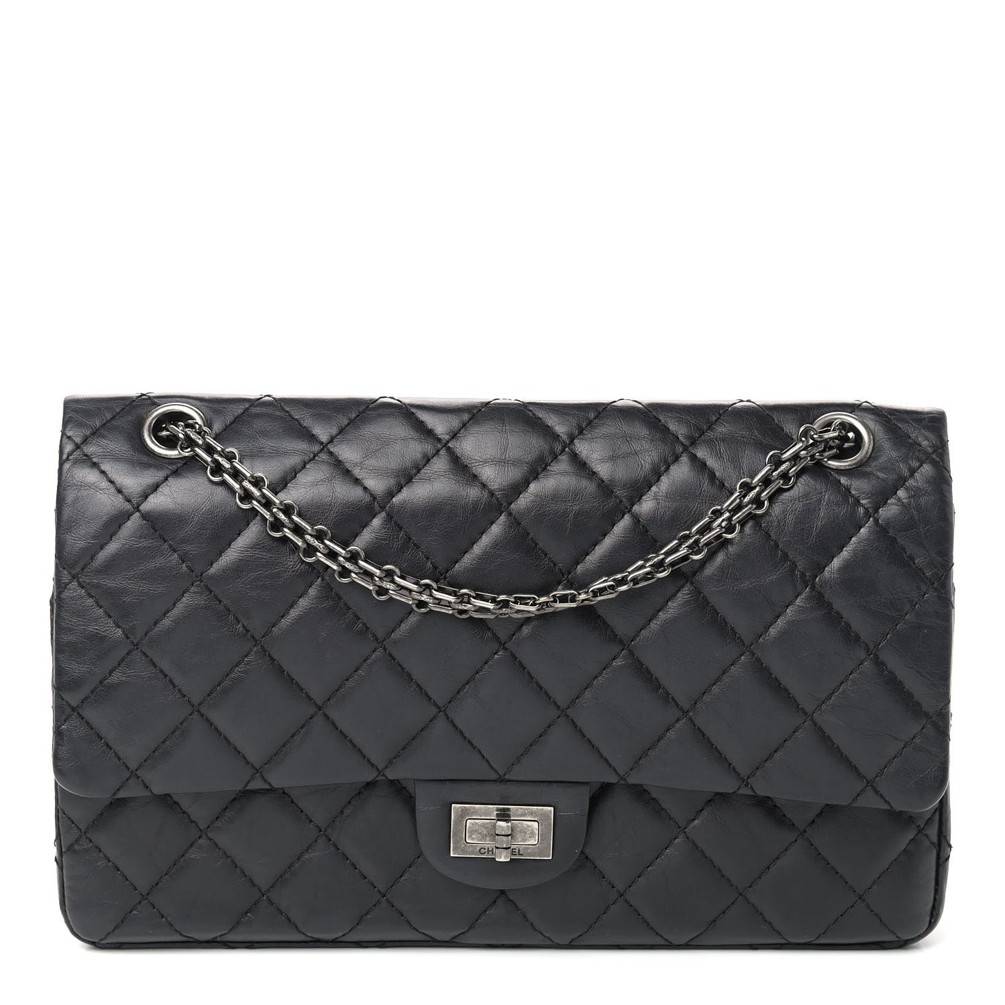Aged Calfskin Quilted 2.55 Reissue 226 Flap Black