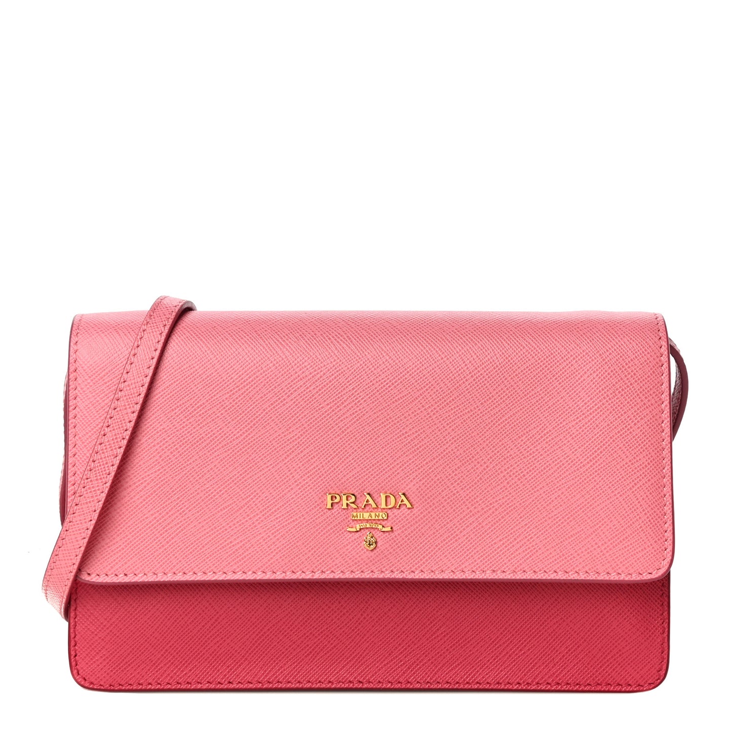 Saffiano Lux Metal Flap Wallet with Strap Peonia Geranio