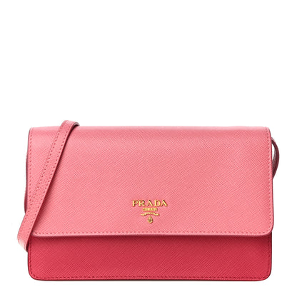 Prada Saffiano Lux Metal Flap Wallet with Strap Peonia Geranio 1 of 10