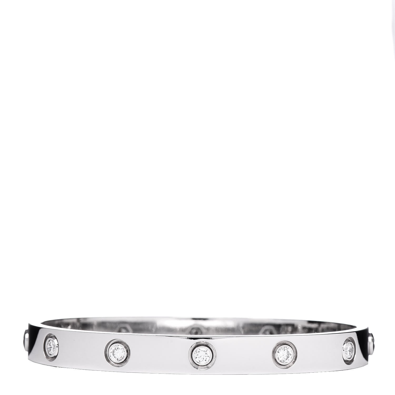 Cartier 18K White Gold 10 Diamond LOVE Bracelet 16 1 of 5