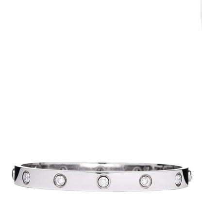 Cartier 18K White Gold 10 Diamond LOVE Bracelet 16 1 of 5