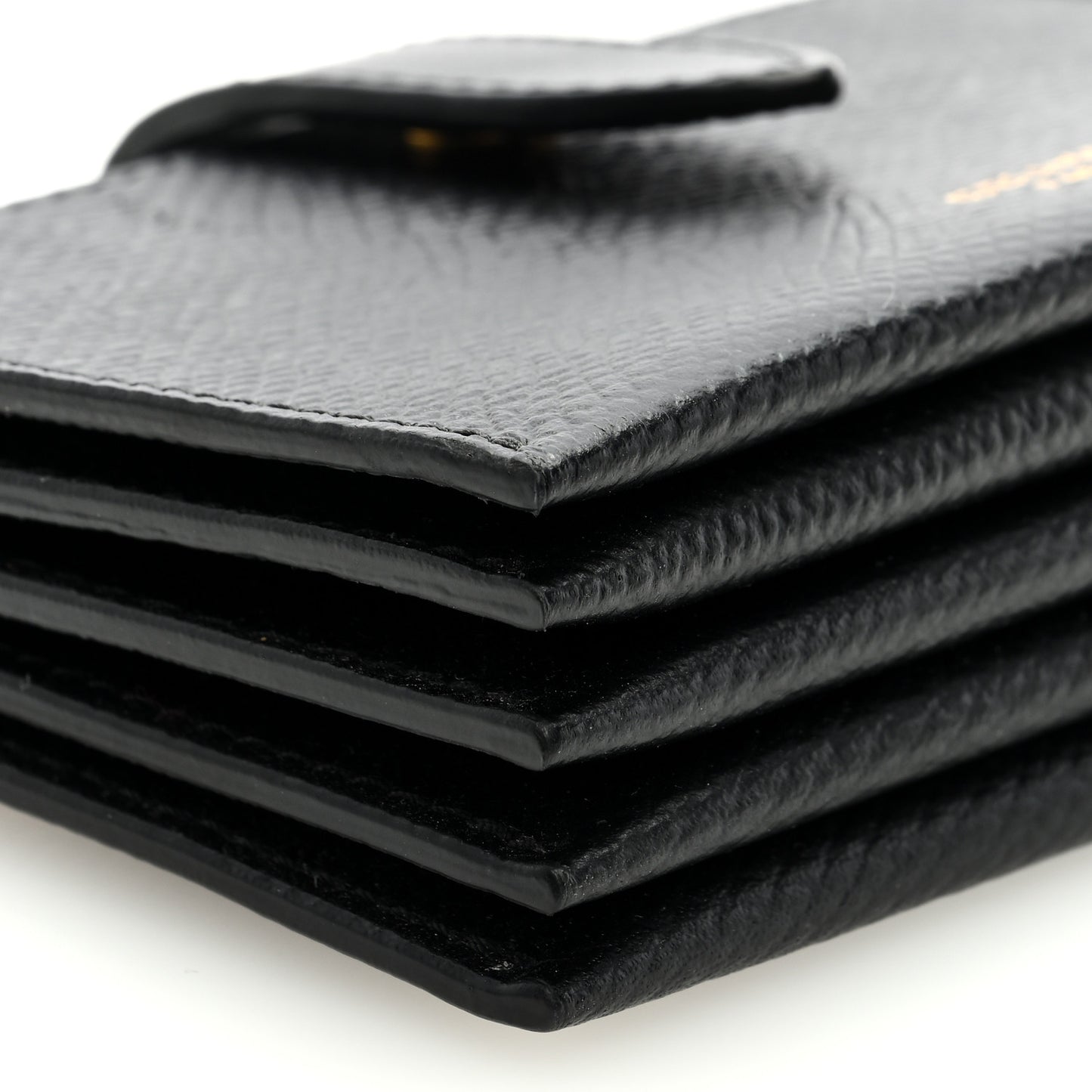 Grained Shiny Calfskin Accordion Card Holder Black