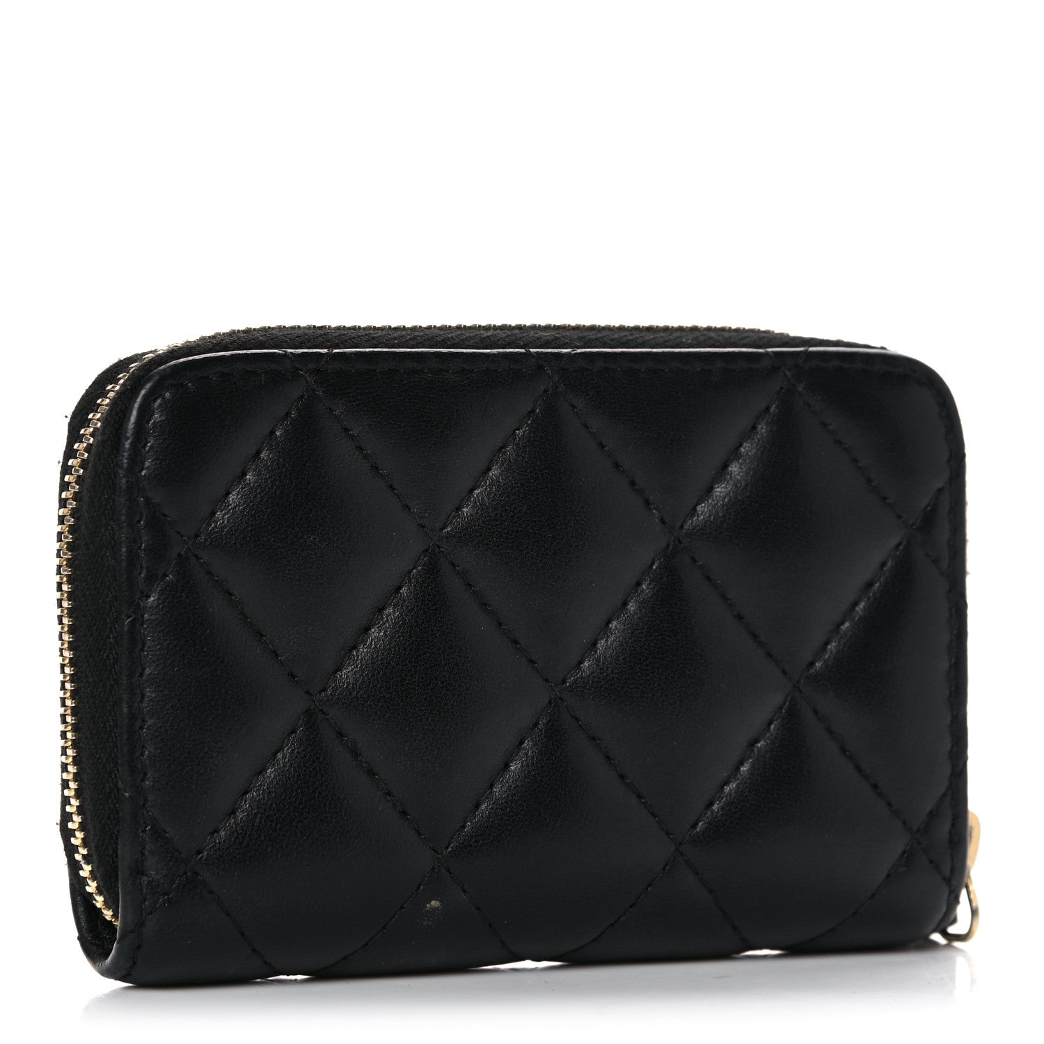 Chanel Lambskin Quilted Zip Coin Purse Black 3 of 9