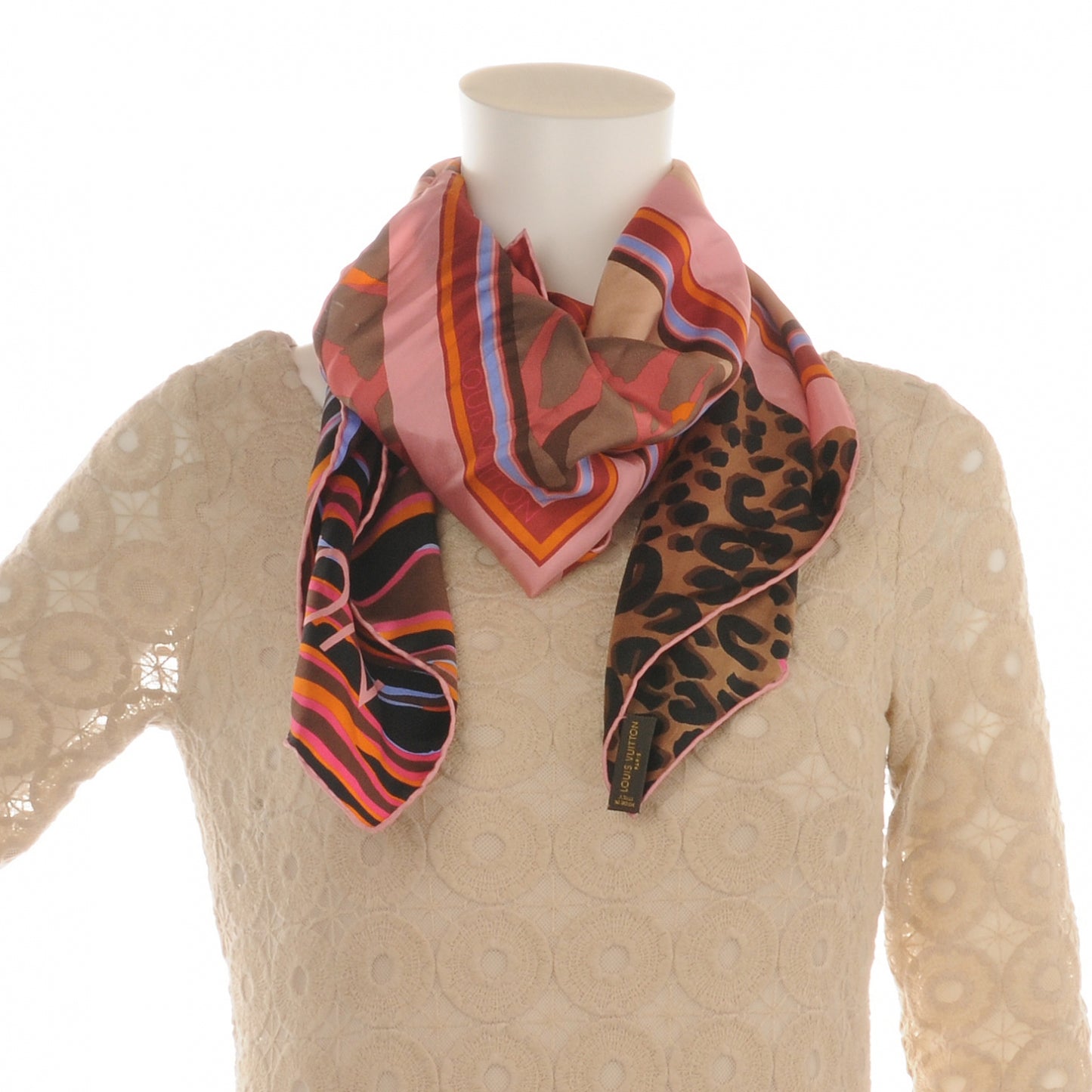 Silk Leopard Giraffe Square Scarf