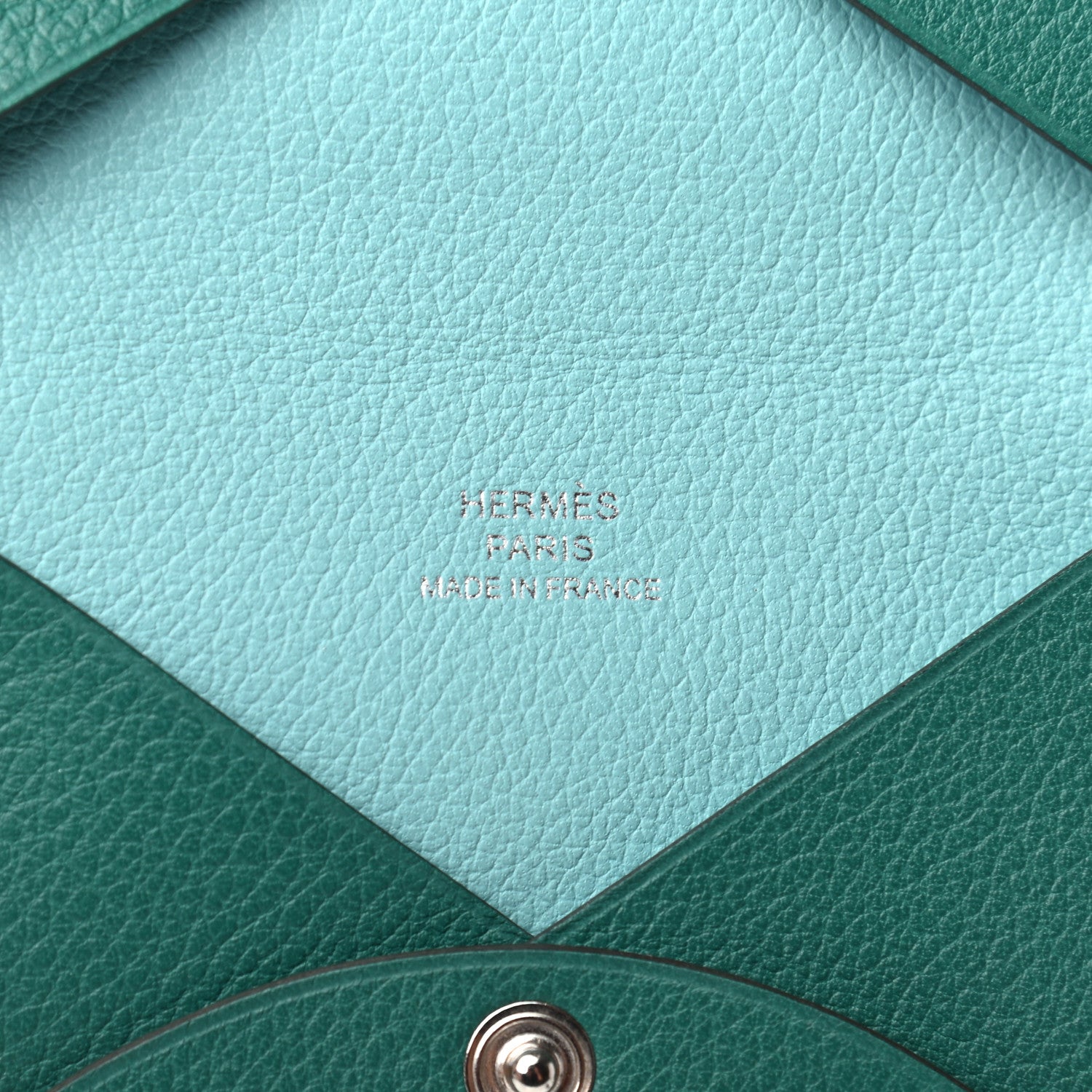 Hermes Evercolor Calvi Verso Card Case Malachite Bleu Atoll 6 of 7