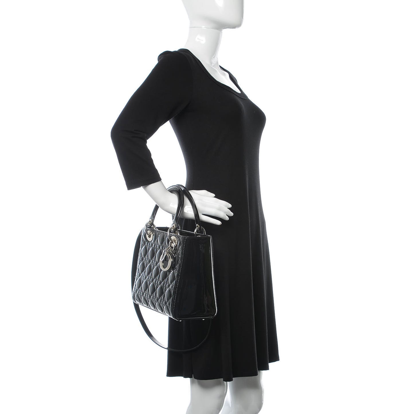 Patent Cannage Medium Lady Dior Black