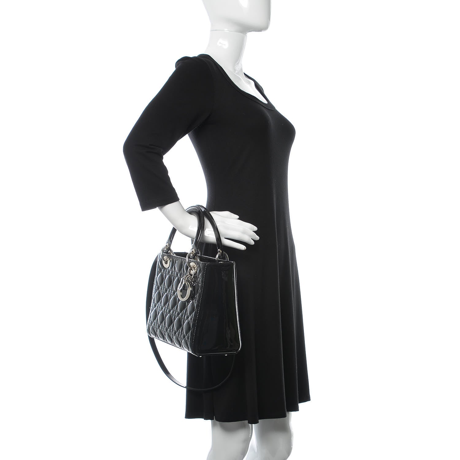 Christian Dior Patent Cannage Medium Lady Dior Black 3 of 12