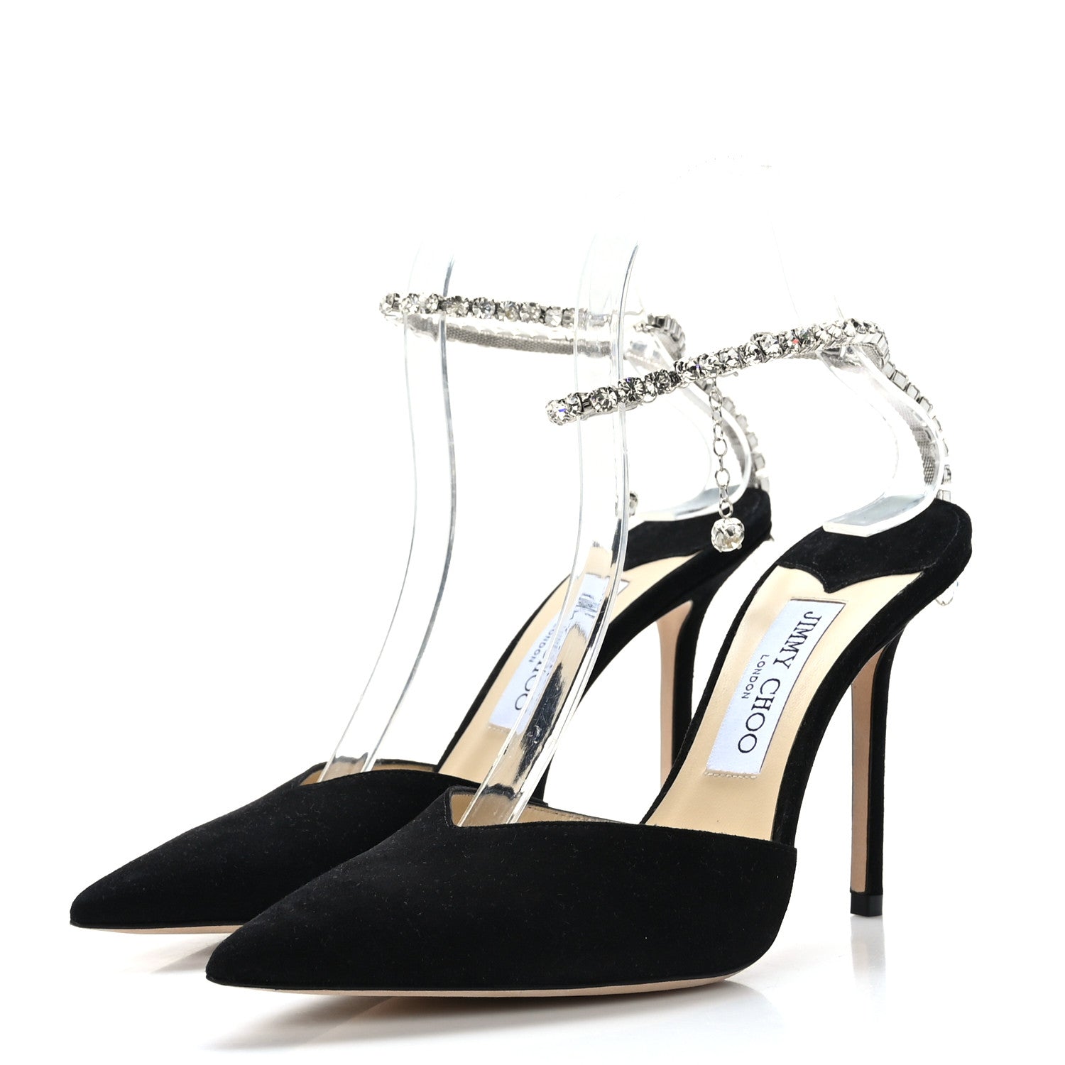 Jimmy Choo Suede Crystal Saeda 100 Pumps 38.5 Black 3 of 8