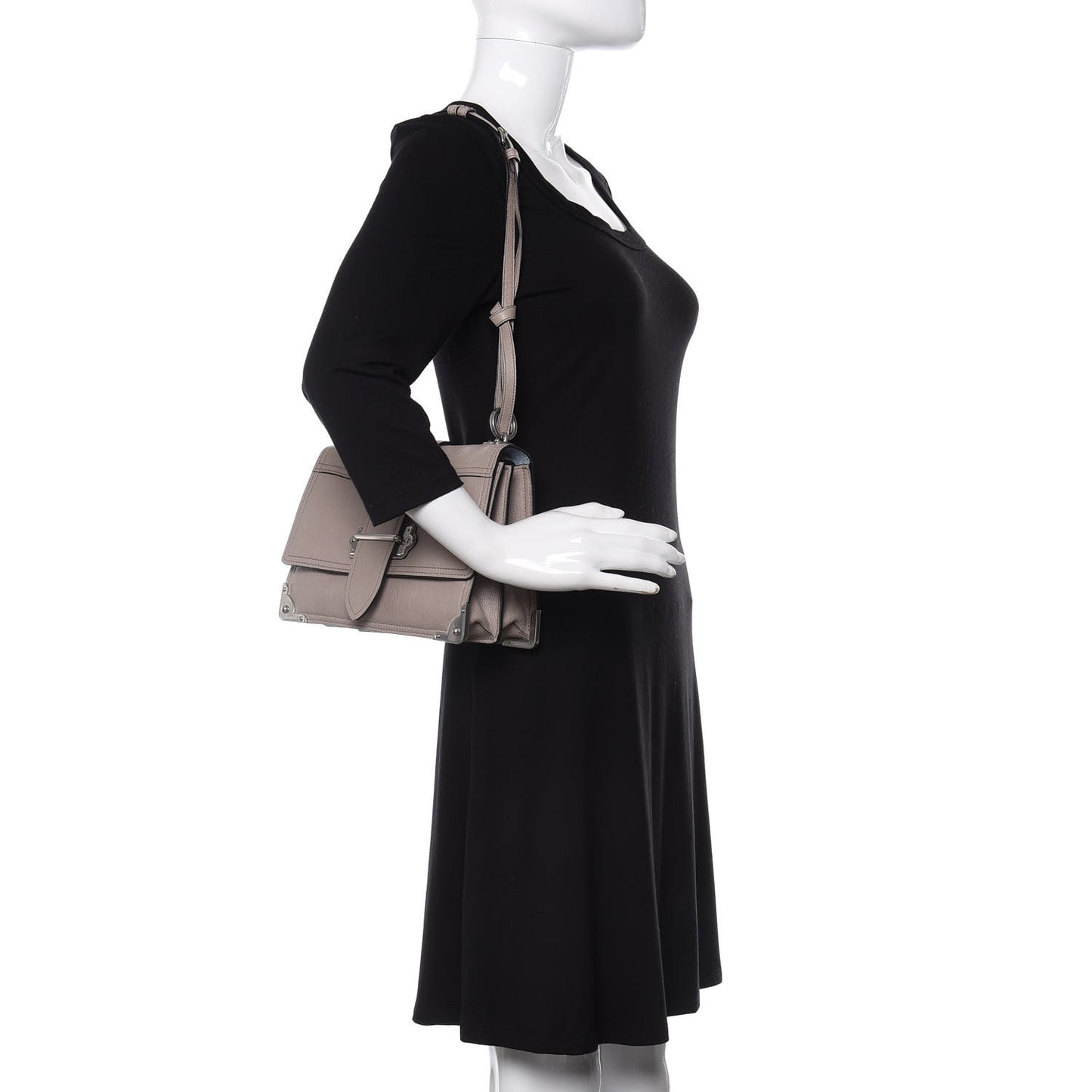 Glace Calfskin Large Soft Cahier Bag Argilla