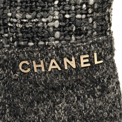Chanel Wool Tweed CC Cap Toe Ankle Boots 36 Black Grey 10 of 11