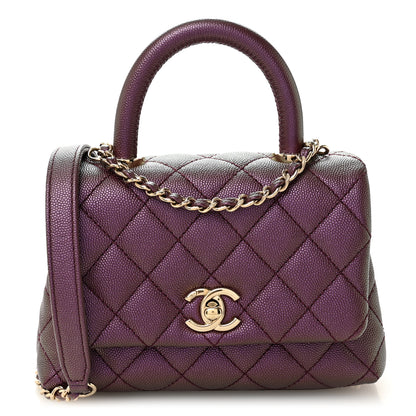 Chanel Iridescent Caviar Quilted Extra Mini Coco Handle Flap Purple 1 of 10