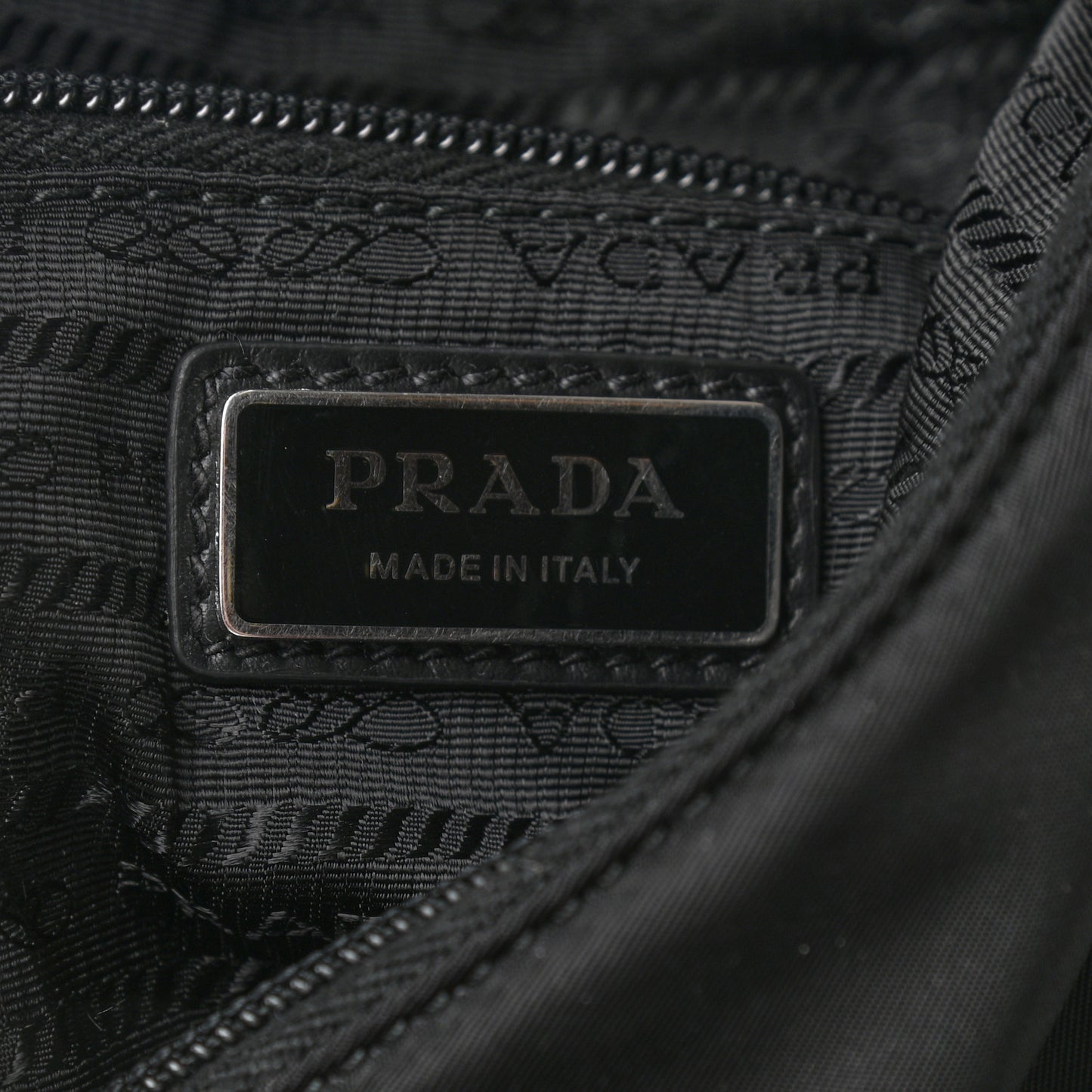 Re-Nylon Vitello Metal Triangle Logo Sling Backpack Black