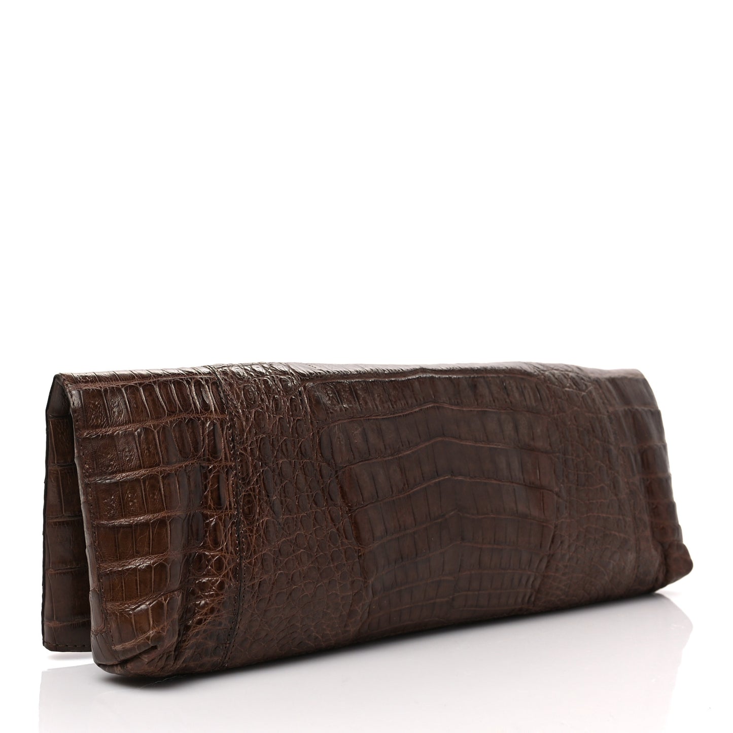 Crocodile Envelope Convertible Clutch Brown