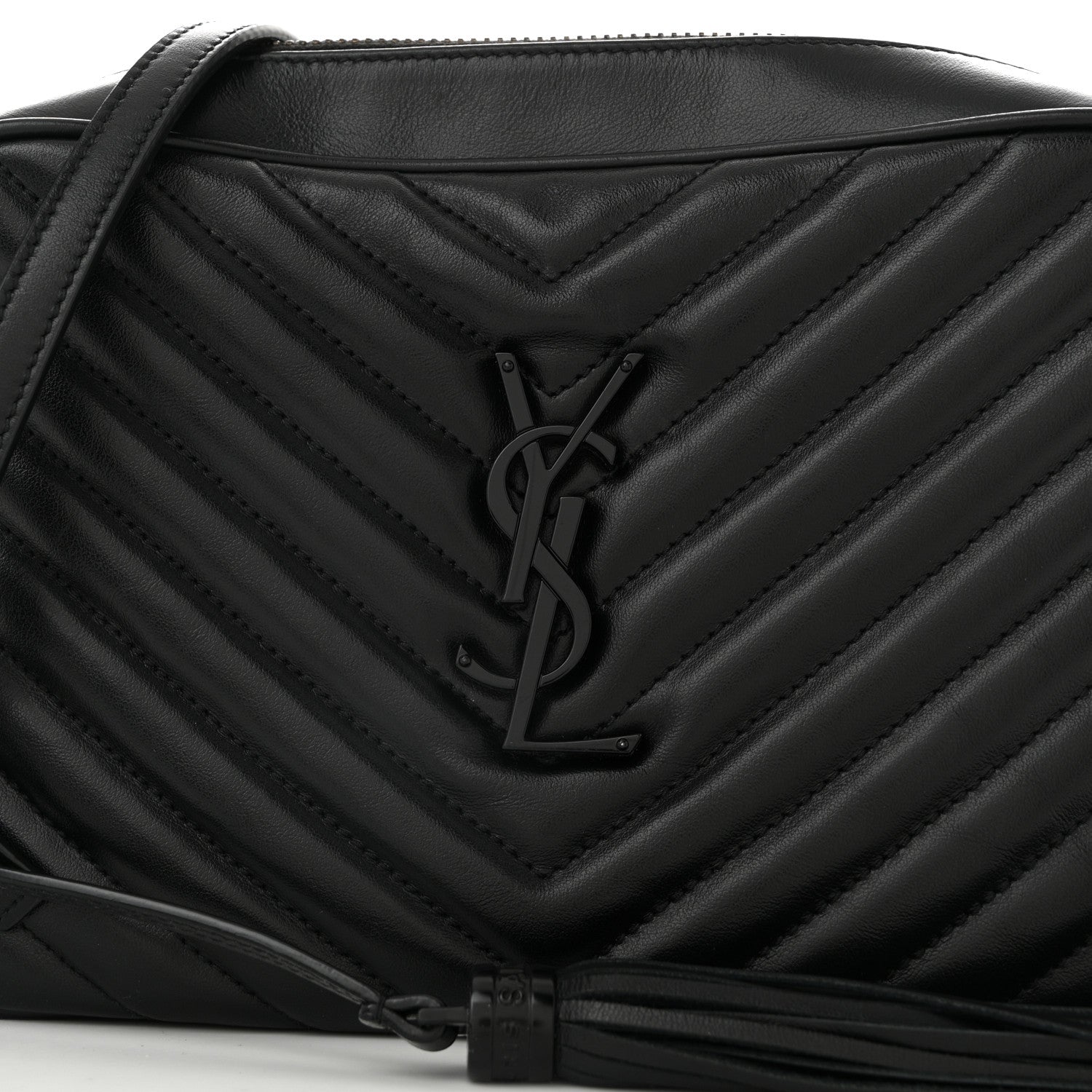 Saint Laurent Calfskin Matelasse Monogram Monochrome Lou Camera Bag Black 8 of 13