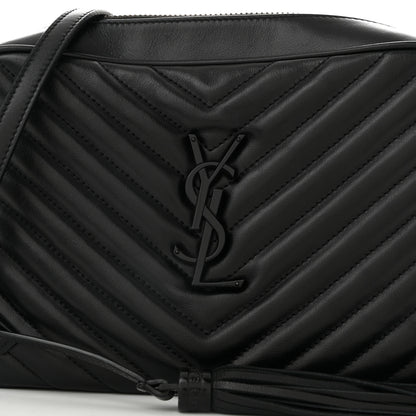 Saint Laurent Calfskin Matelasse Monogram Monochrome Lou Camera Bag Black 8 of 13