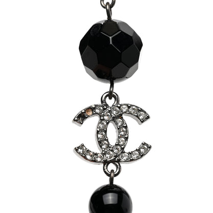 Chanel Pearl Crystal Bead CC Long Necklace Black 7 of 7