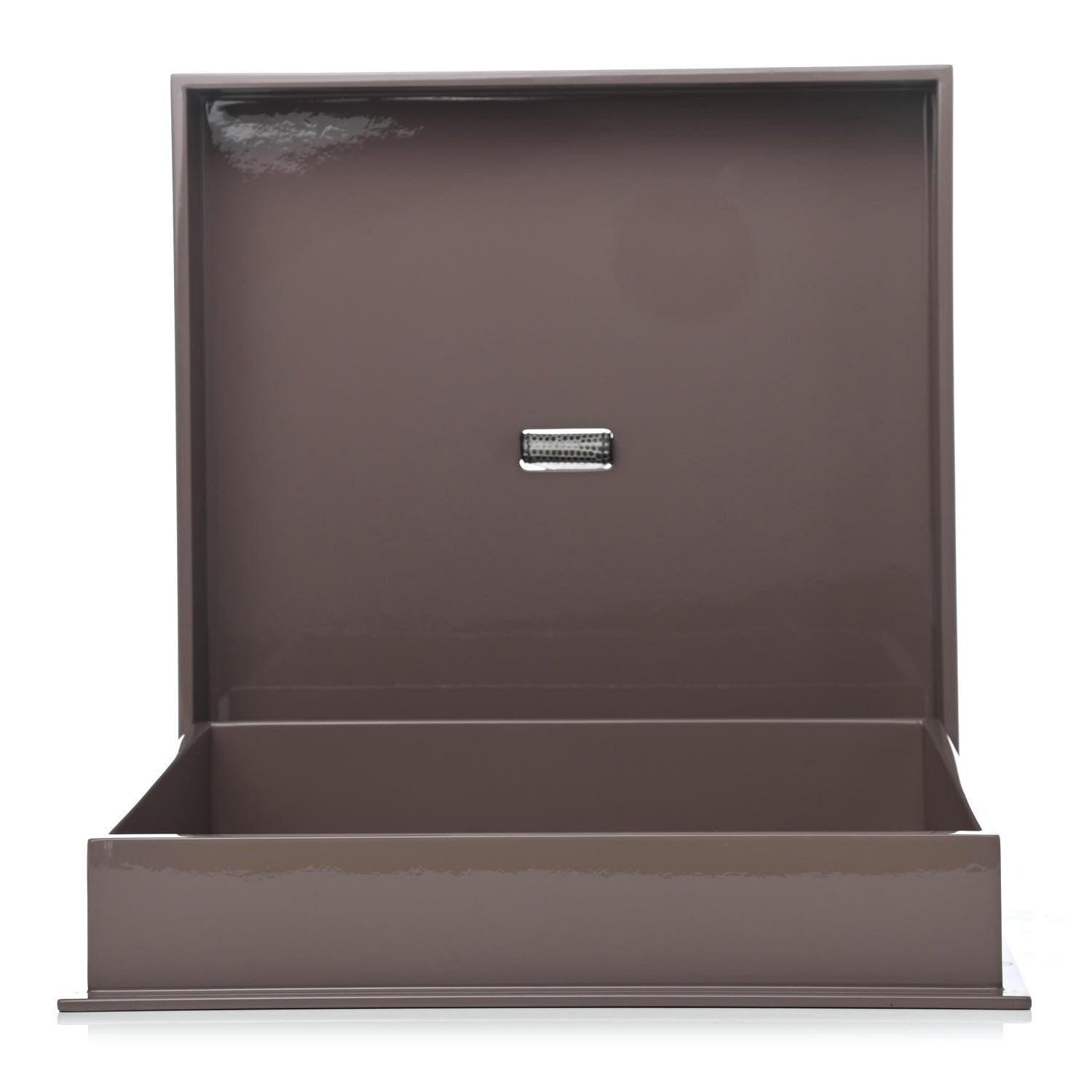 Hermes Lacquered Wood Boitakare Scarf Box Palladium Taupe 3 of 4