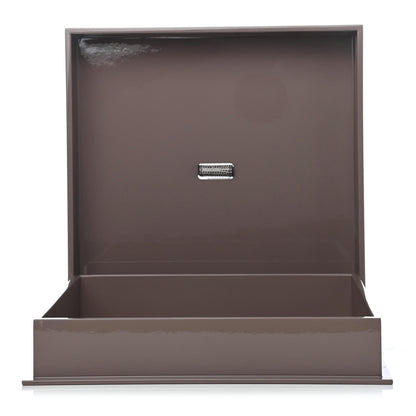Hermes Lacquered Wood Boitakare Scarf Box Palladium Taupe 3 of 4