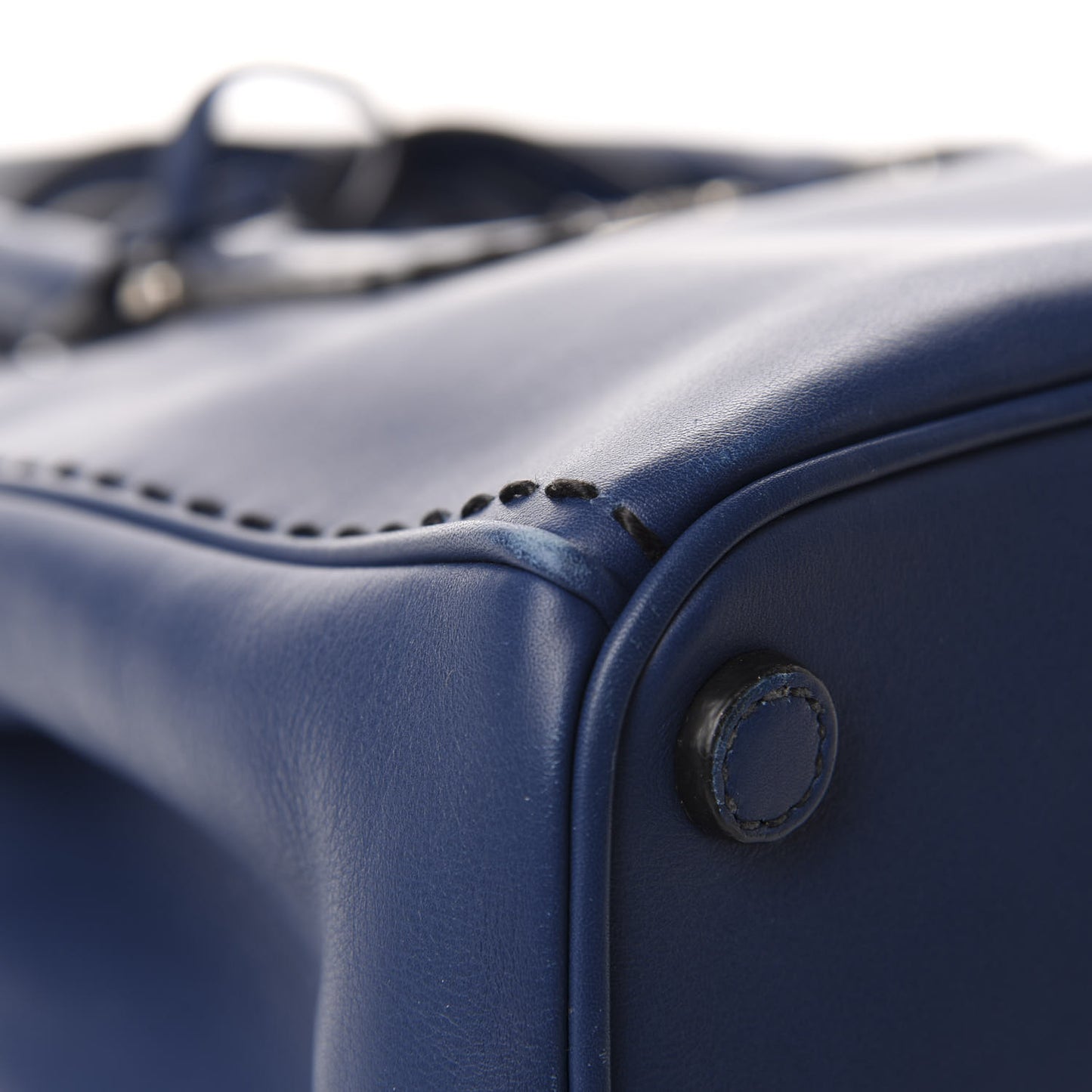 City Calf Hand Stitched Small Galleria Double Zip Tote Bluette