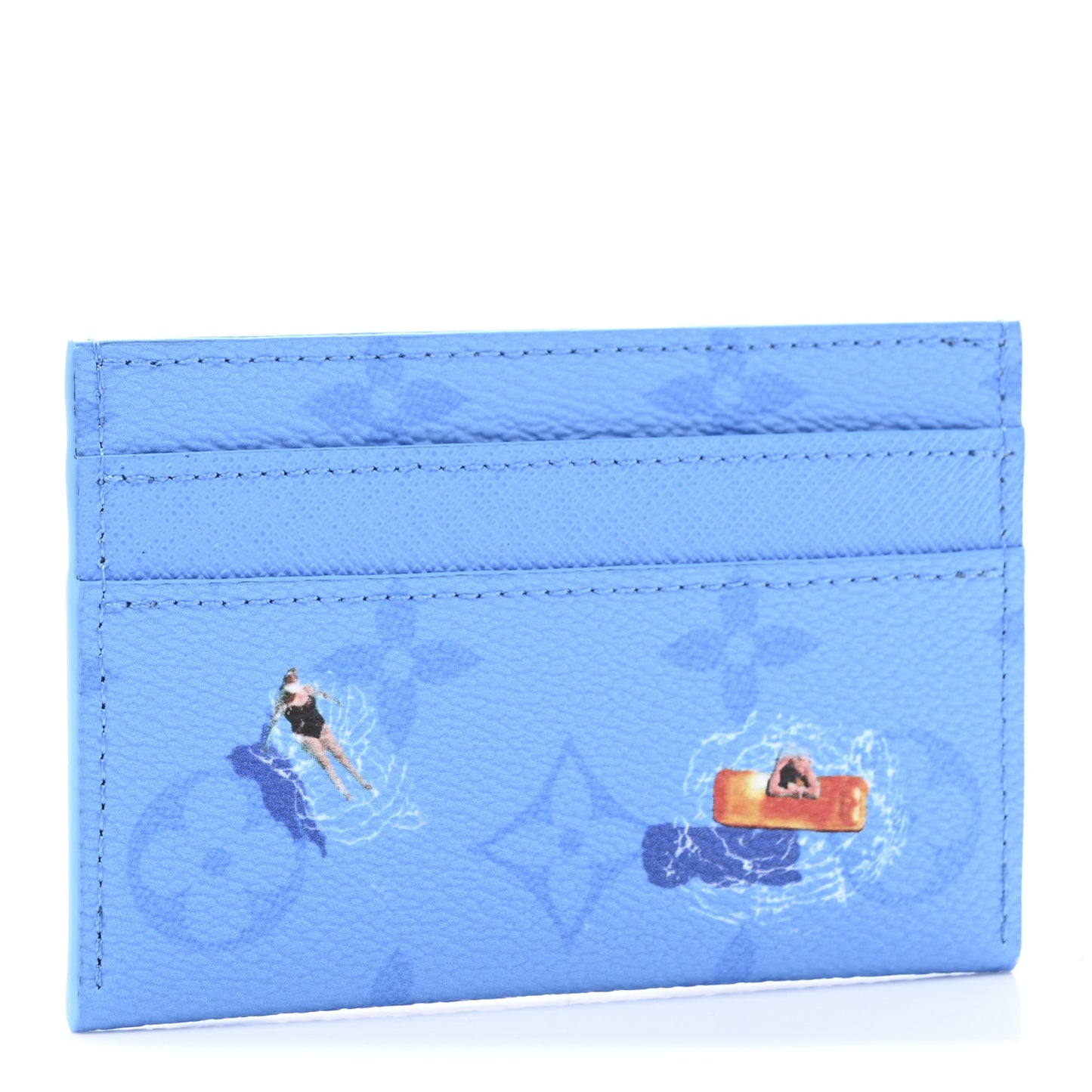 Monogram Double Card Holder Blue lagoon