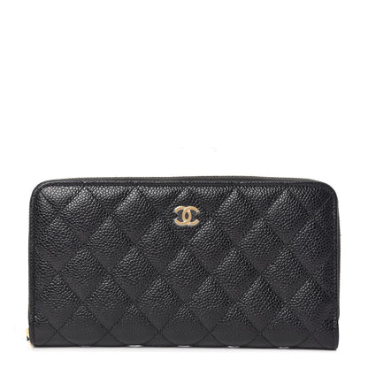 Chanel Caviar Quilted Large Gusset Zip Around Wallet Black 1 of 8