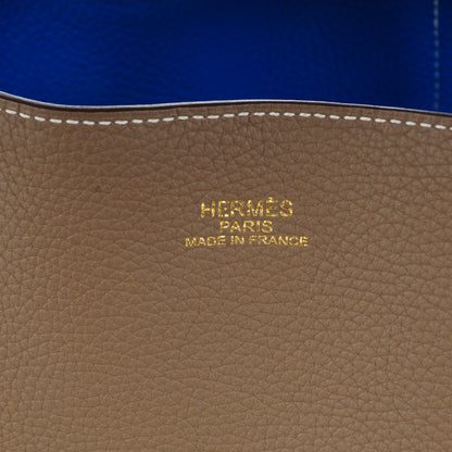 Hermes Taurillon Clemence Double Sens 36 Bleu Hydra Etoupe 7 of 8