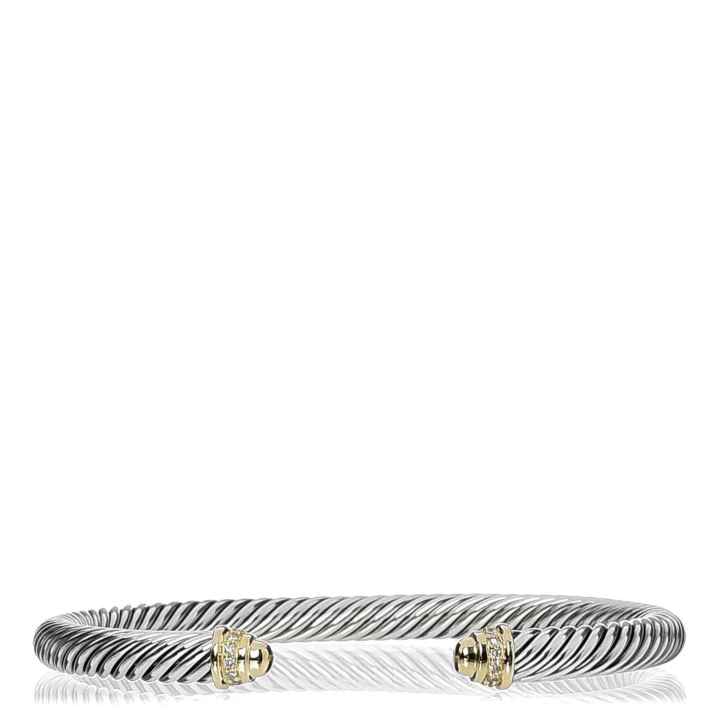 Sterling Silver 18K Yellow Gold Diamond 5mm Cable Classics Bracelet