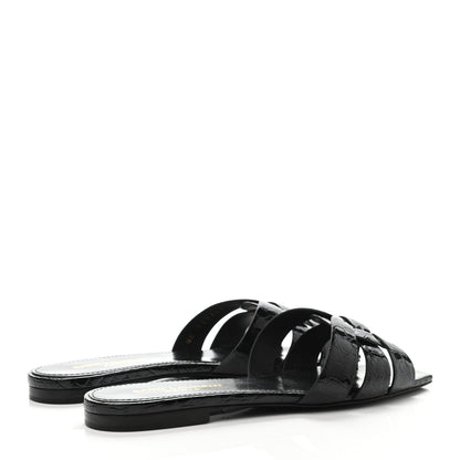 Saint Laurent Patent Croc Embossed Nu Pied 05 Slide Sandals 35.5 Black 3 of 4