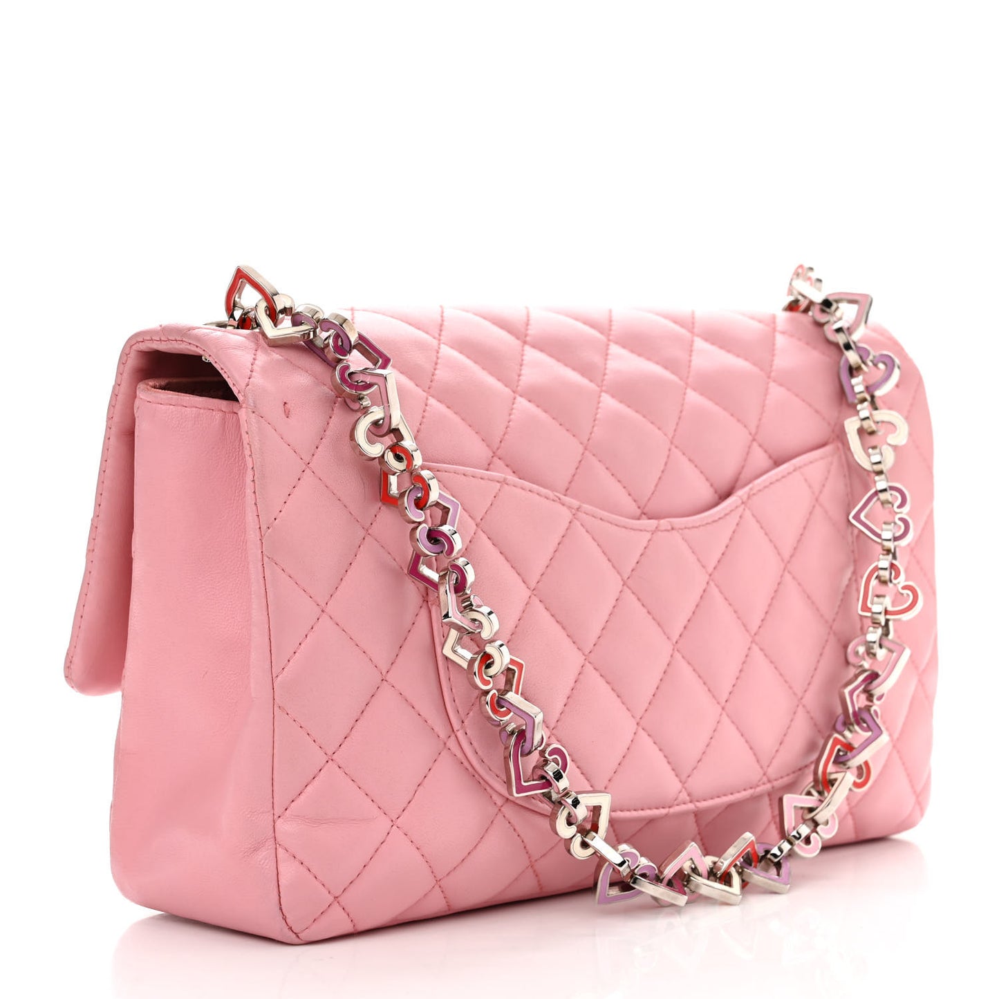 Lambskin Medium Heart Valentine Flap Pink