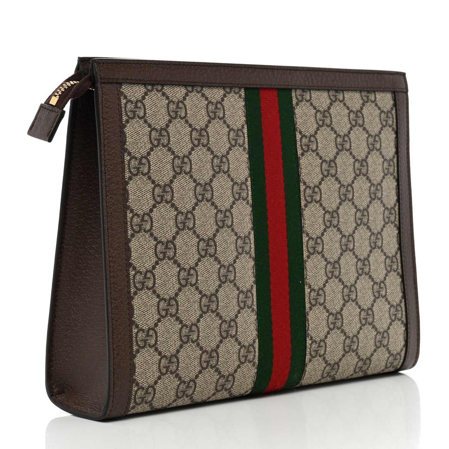 GG Supreme Monogram Web Ophidia Pouch Brown